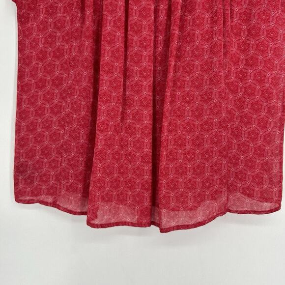 Sanctuary Boho Smocked Top Red Tie Neck Western Short Dolman Sleeves Size M - Picture 7 of 9
